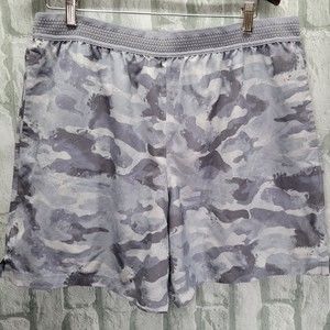 Fabletics Shorts 7" Fundamental Unlined Gray Camo Mens Size XL Gym Running Yoga